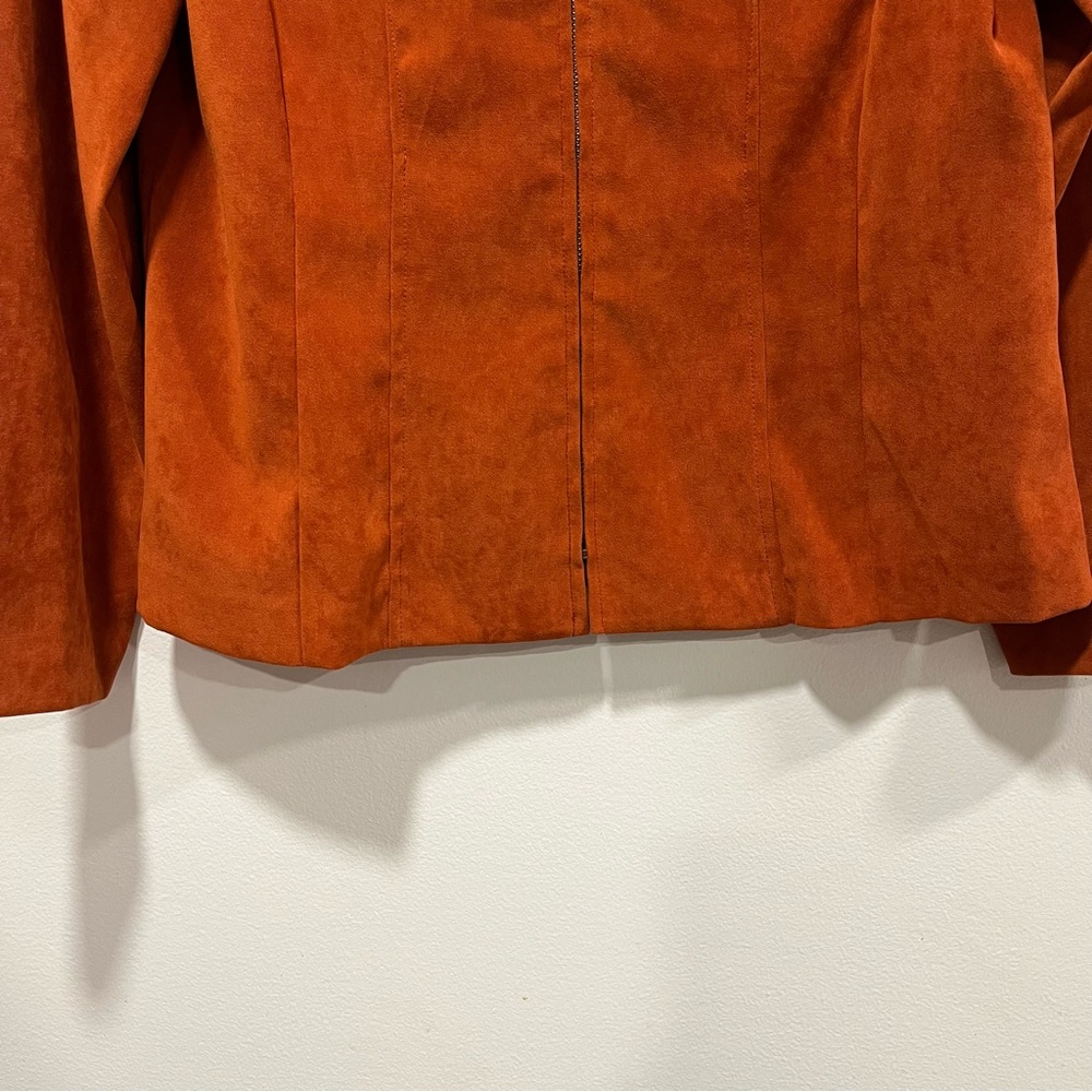 Dressbarn Faux Suede Zip Up Jacket, Womens Small in Burnt Orange - Picture 6 of 10